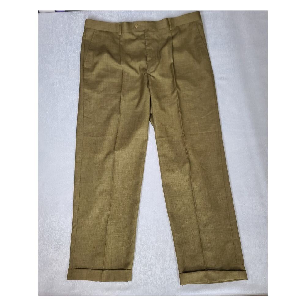 Bagazio men's dress pleated trousers gold/brown Size 42x30 formal business